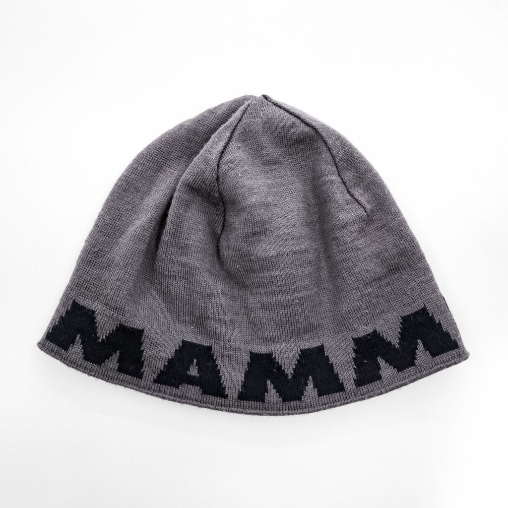 MAMMUT Reversible Knit Beanie Black Gray Mammoth Logo