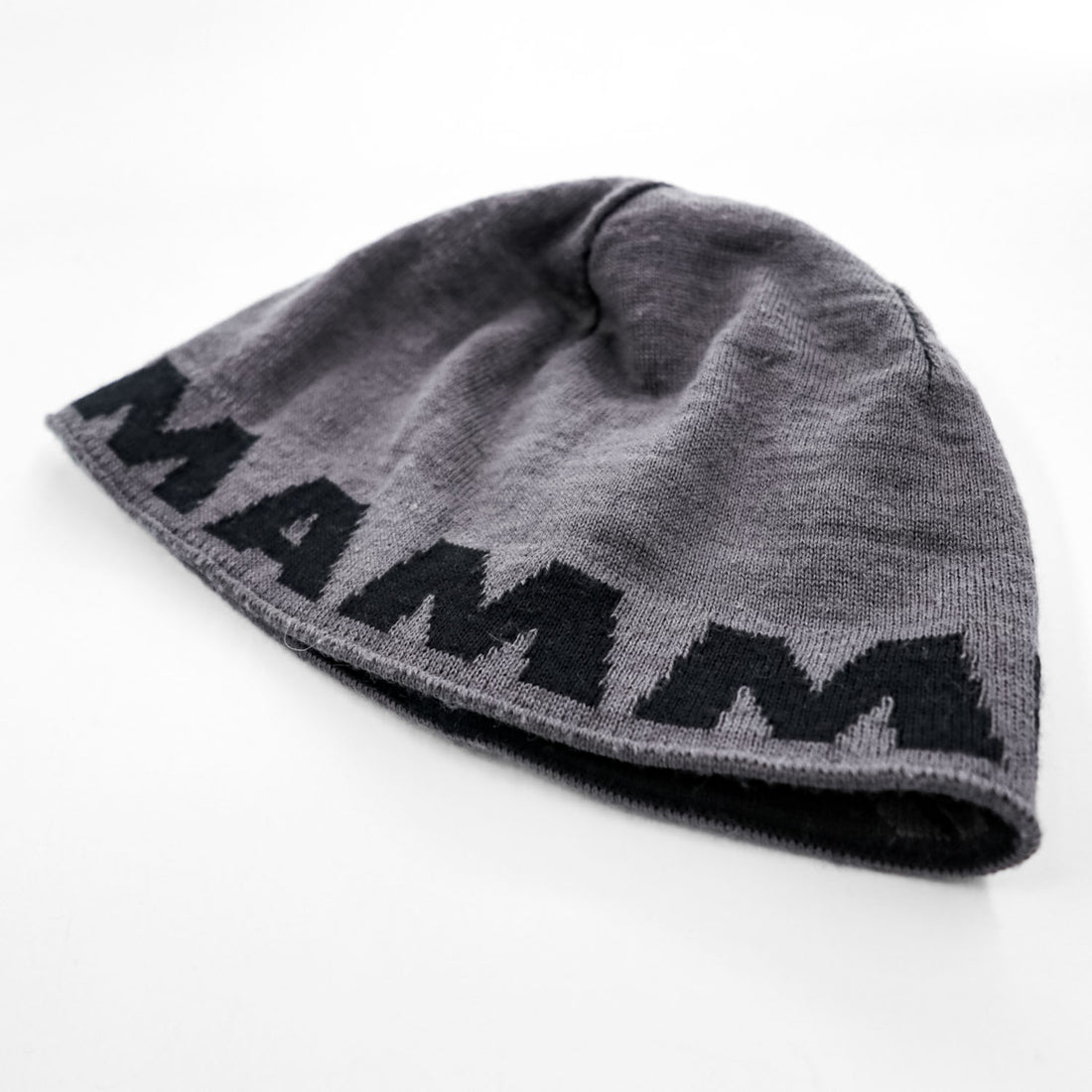 MAMMUT Reversible Knit Beanie Black Gray Mammoth Logo