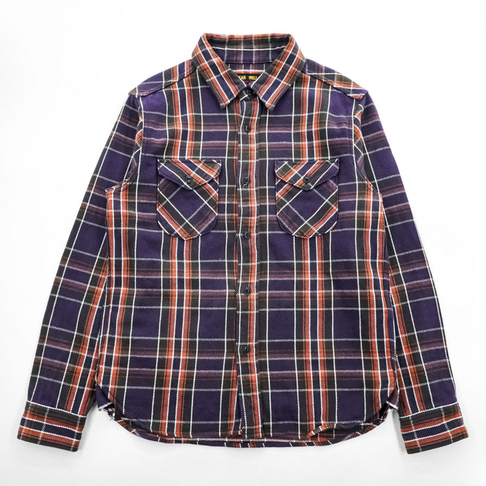UES WEAR WELL 日本製 ヘビーウェイト 長袖 フランネル ワークシャツ L チェック ダブル フラップ 胸ポケット