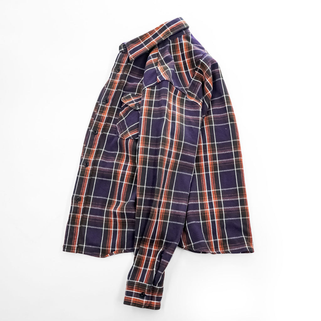 UES Wear Well Slubby Flannel Work Shirt Purple Plaid 8.8oz Cotton Japan