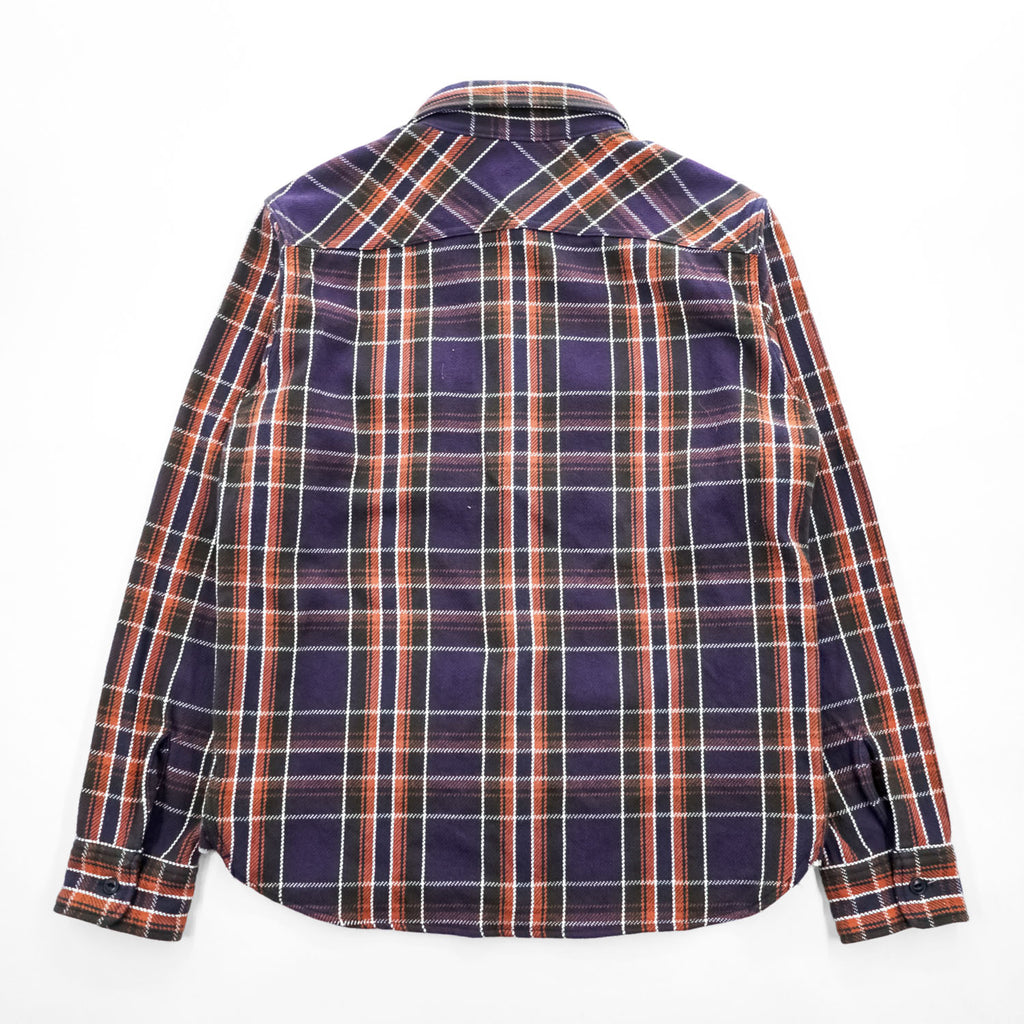 UES Wear Well Slubby Flannel Work Shirt Purple Plaid 8.8oz Cotton Japan