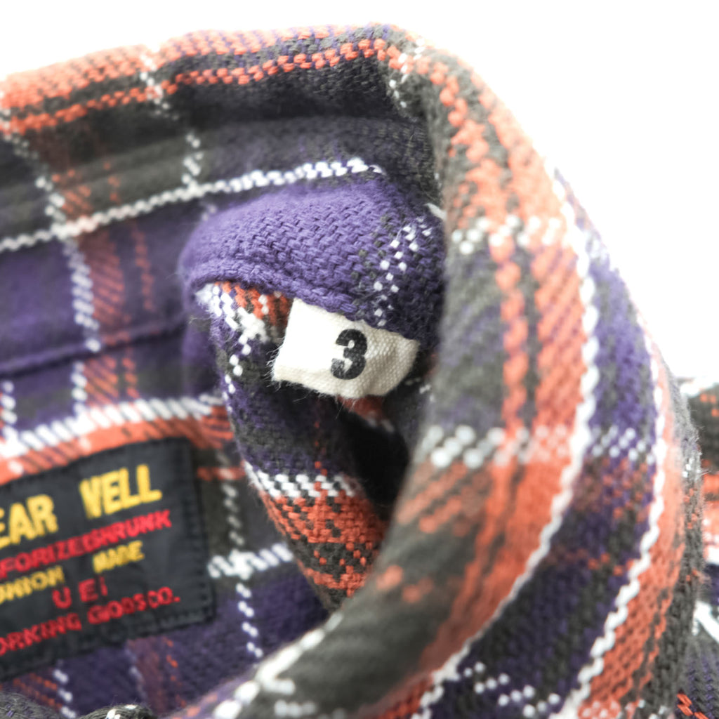 UES Wear Well Slubby Flannel Work Shirt Purple Plaid 8.8oz Cotton Japan