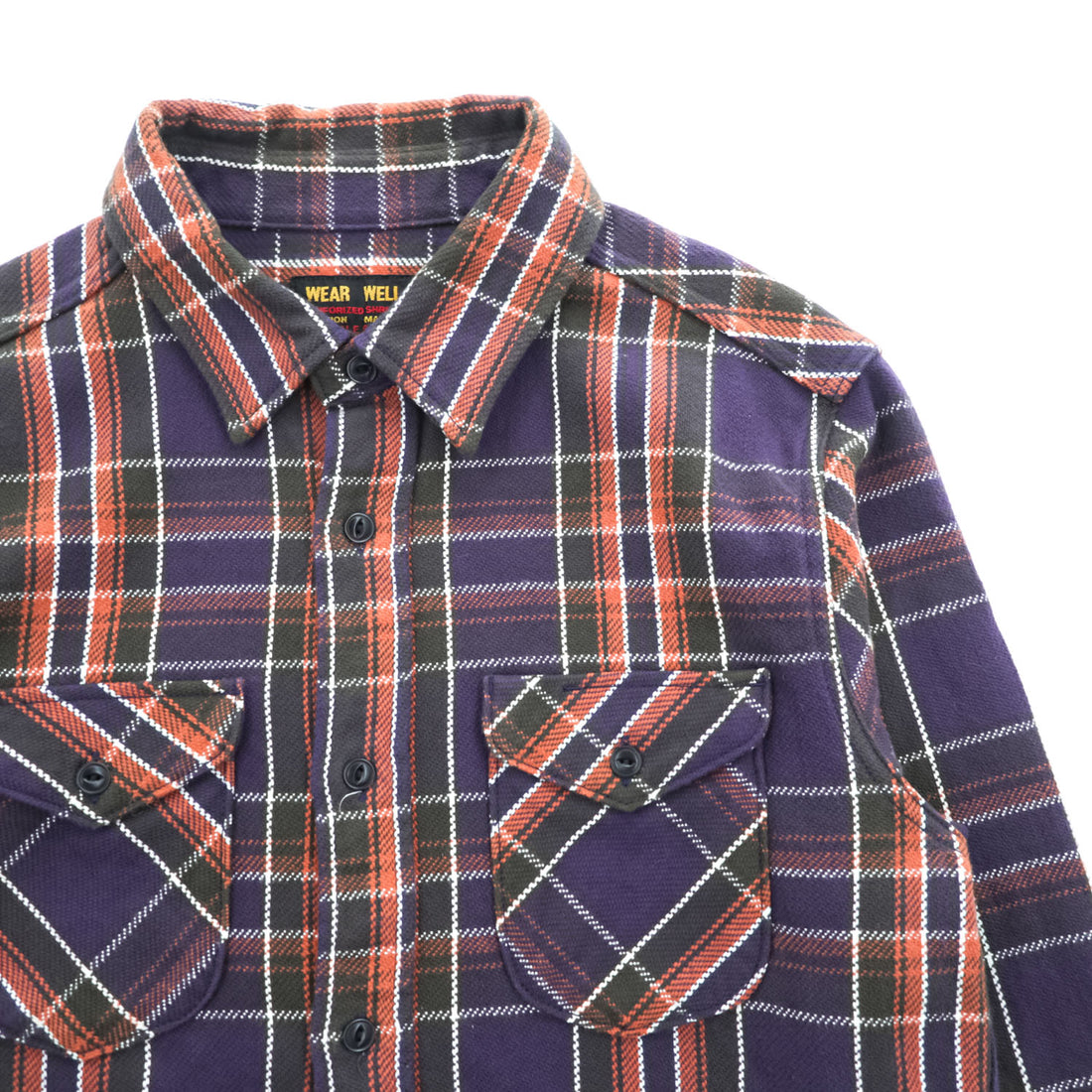 UES Wear Well Slubby Flannel Work Shirt Purple Plaid 8.8oz Cotton Japan