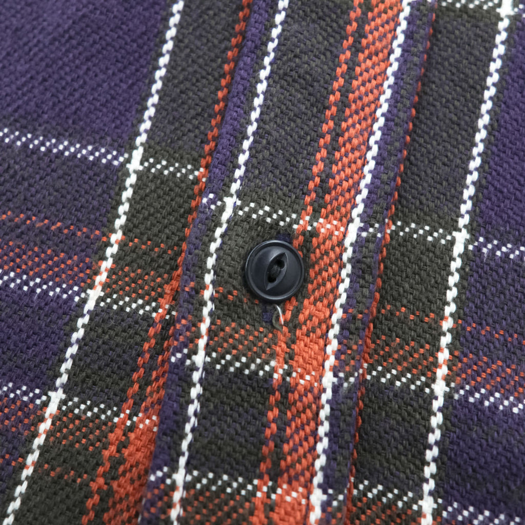 UES Wear Well Slubby Flannel Work Shirt Purple Plaid 8.8oz Cotton Japan