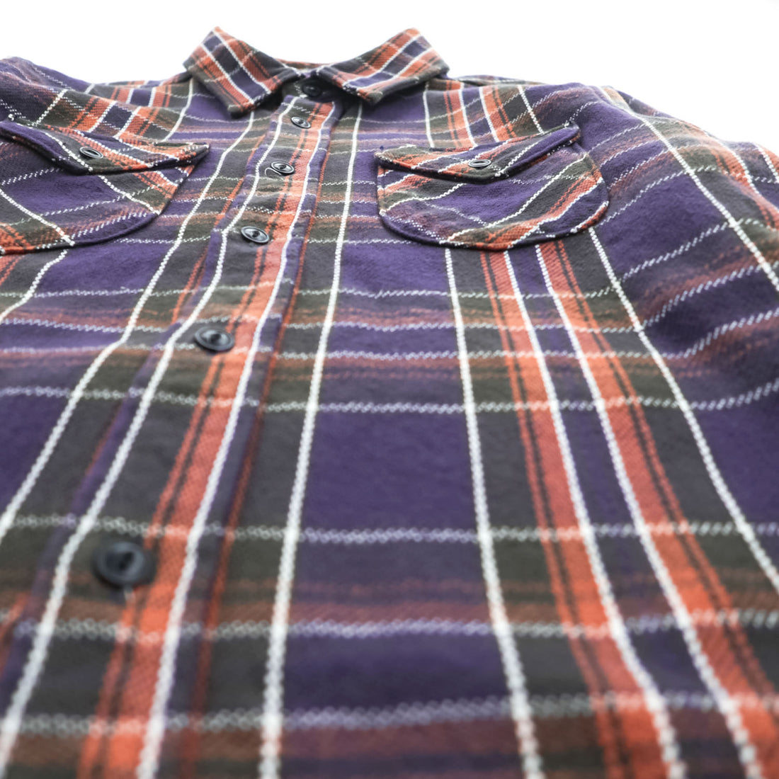 UES Wear Well Slubby Flannel Work Shirt Purple Plaid 8.8oz Cotton Japan