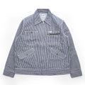 Lee Hickory Stripe Work Jacket Zip Up Blue White Denim Railroad Utility Pockets