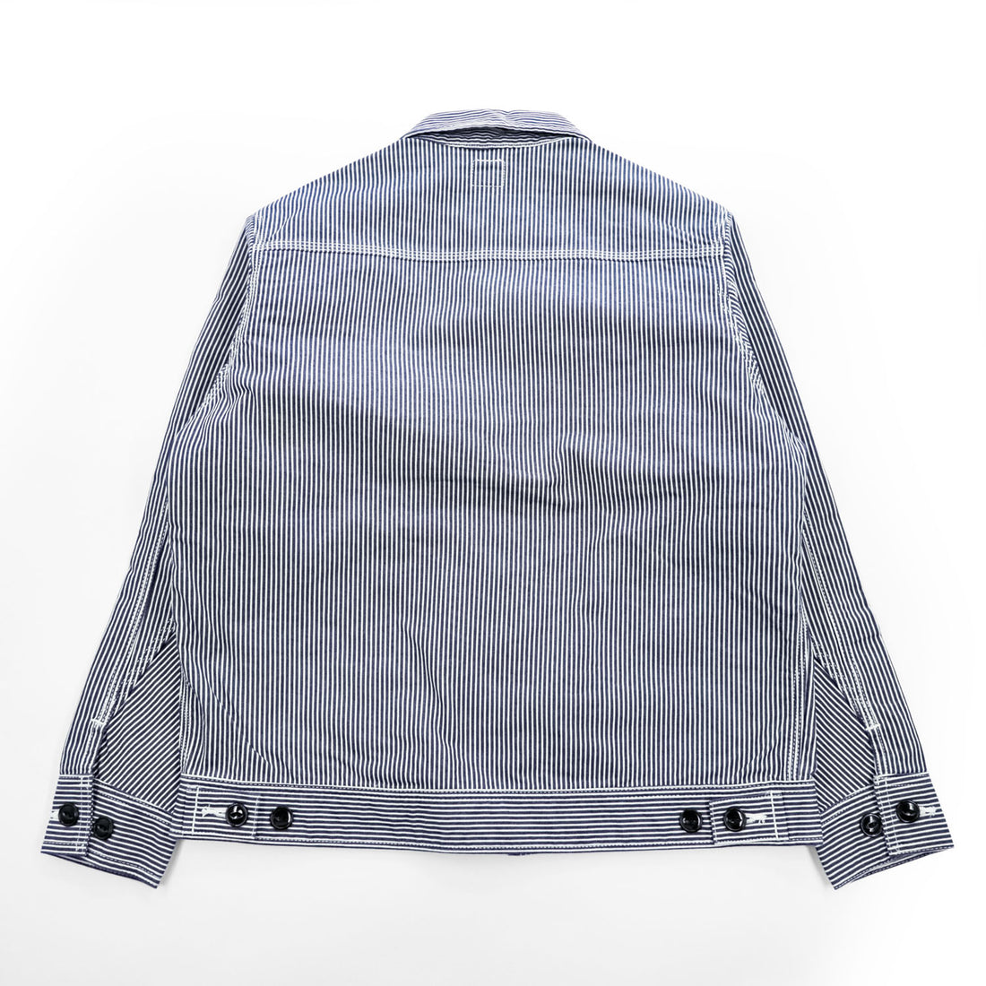 Lee Hickory Stripe Work Jacket Zip Up Blue White Denim Railroad Utility Pockets