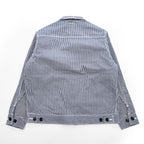 Lee Hickory Stripe Work Jacket Zip Up Blue White Denim Railroad Utility Pockets