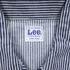 Lee Hickory Stripe Work Jacket Zip Up Blue White Denim Railroad Utility Pockets