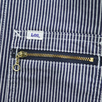 Lee Hickory Stripe Work Jacket Zip Up Blue White Denim Railroad Utility Pockets