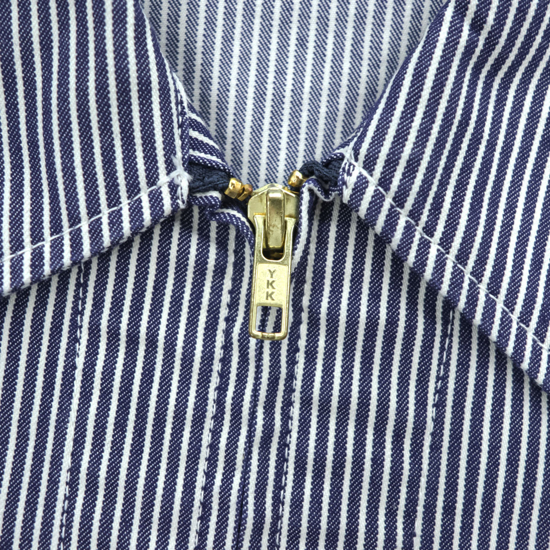 Lee Hickory Stripe Work Jacket Zip Up Blue White Denim Railroad Utility Pockets