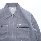 Lee Hickory Stripe Work Jacket Zip Up Blue White Denim Railroad Utility Pockets