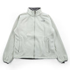 The North Face Womens S White Fleece Jacket Full Zip Gray Trim Raglan 2006 Vintage