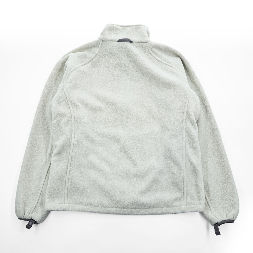 The North Face Womens S White Fleece Jacket Full Zip Gray Trim Raglan 2006 Vintage