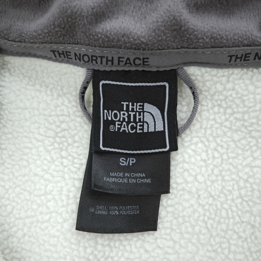 The North Face Womens S White Fleece Jacket Full Zip Gray Trim Raglan 2006 Vintage