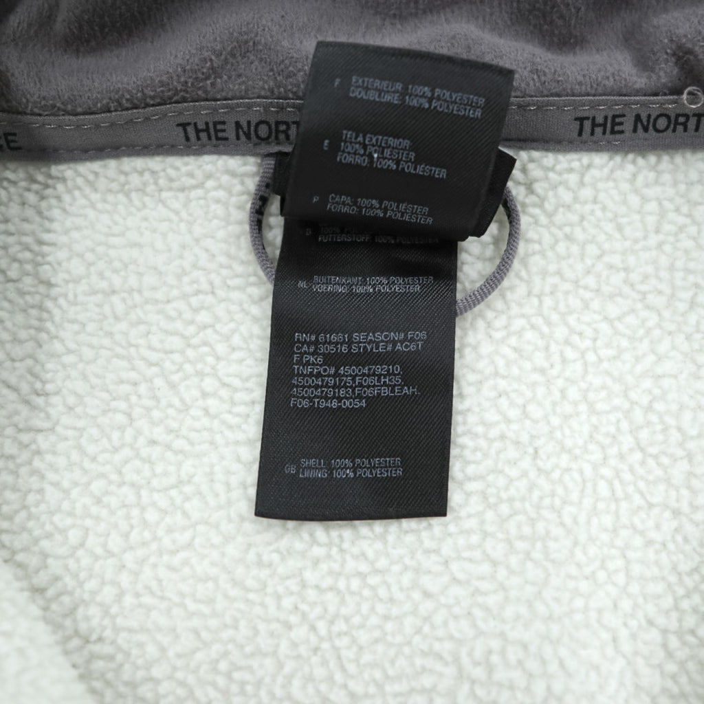 The North Face Womens S White Fleece Jacket Full Zip Gray Trim Raglan 2006 Vintage