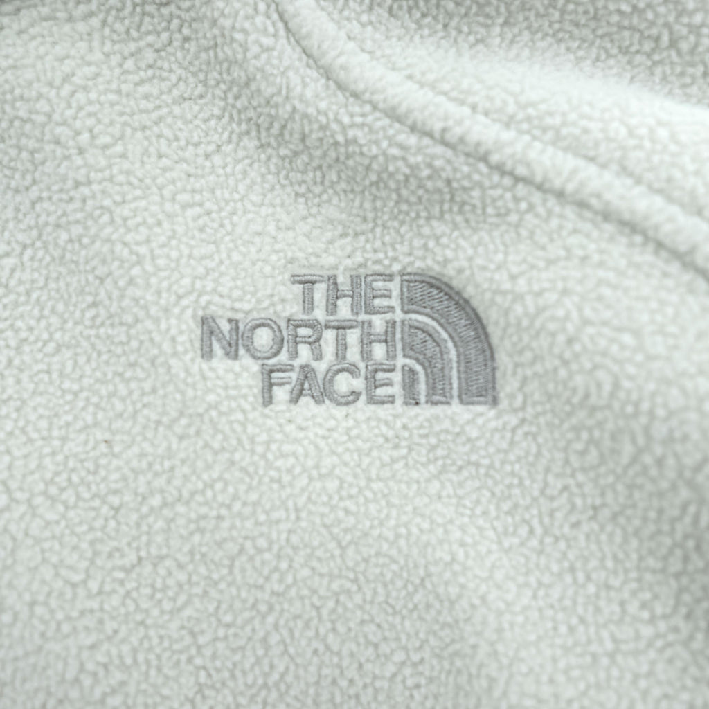 The North Face Womens S White Fleece Jacket Full Zip Gray Trim Raglan 2006 Vintage