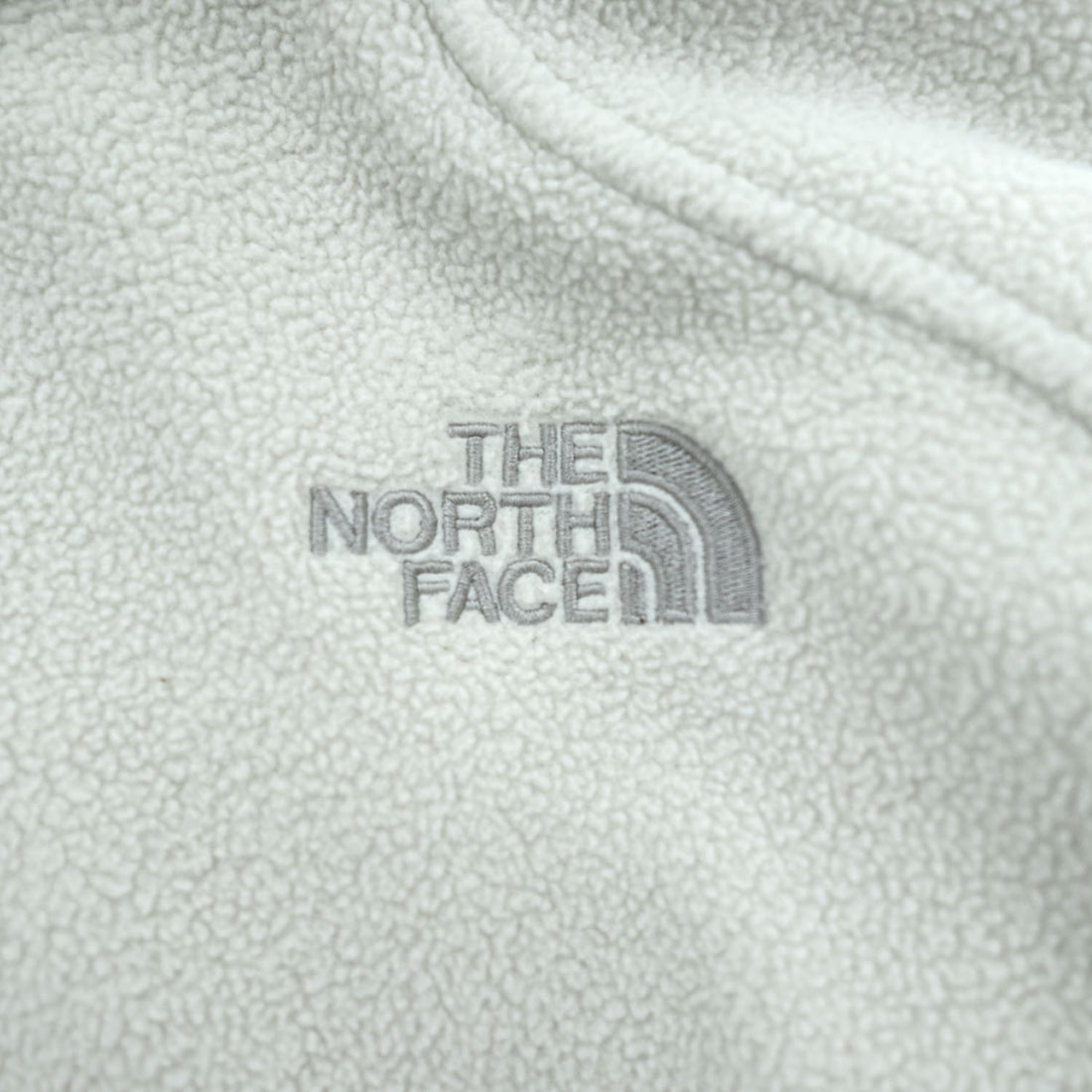 The North Face Womens S White Fleece Jacket Full Zip Gray Trim Raglan 2006 Vintage