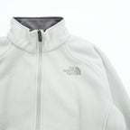 The North Face Womens S White Fleece Jacket Full Zip Gray Trim Raglan 2006 Vintage