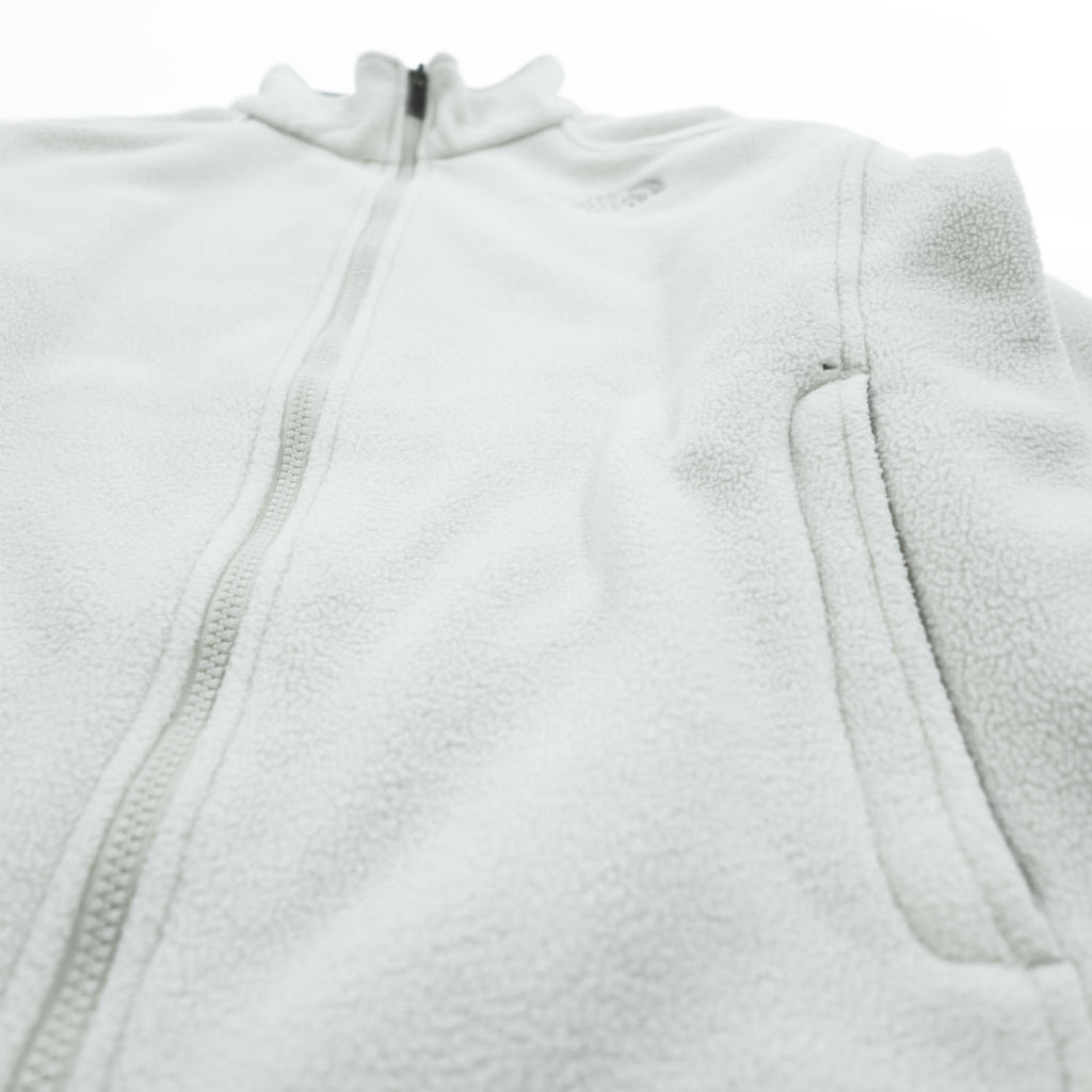 The North Face Womens S White Fleece Jacket Full Zip Gray Trim Raglan 2006 Vintage