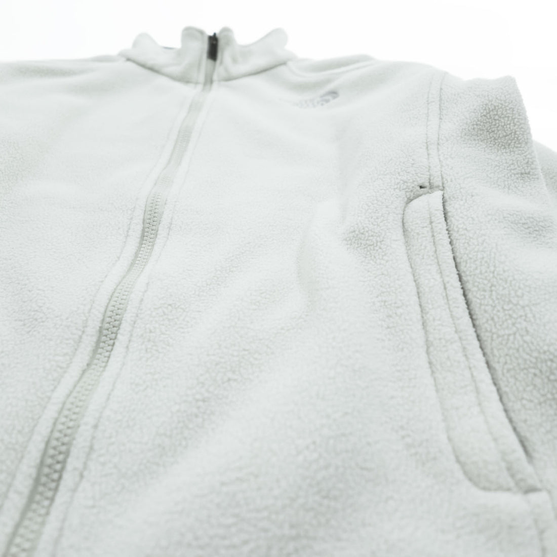 The North Face Womens S White Fleece Jacket Full Zip Gray Trim Raglan 2006 Vintage