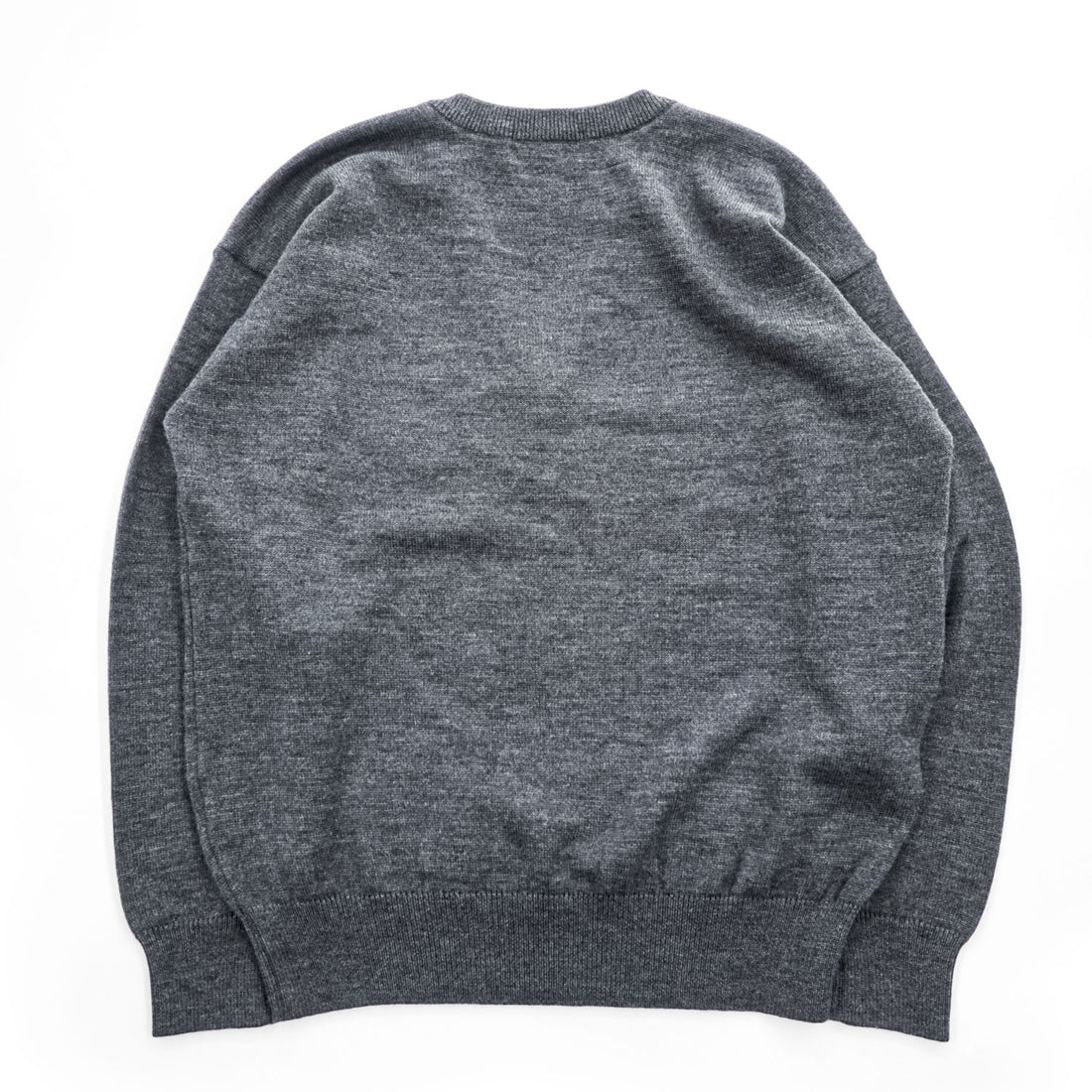 Yves Saint Laurent 100% Wool V-Neck Sweater Gray M Embroidered YSL Logo AS 63-340