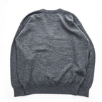 Yves Saint Laurent 100% Wool V-Neck Sweater Gray M Embroidered YSL Logo AS 63-340