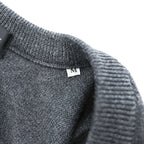 Yves Saint Laurent 100% Wool V-Neck Sweater Gray M Embroidered YSL Logo AS 63-340