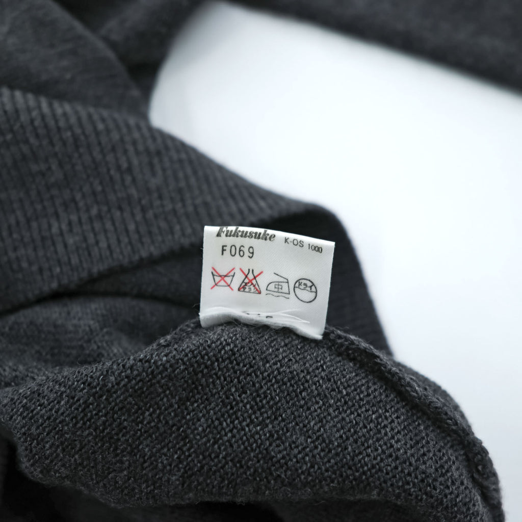Yves Saint Laurent 100% Wool V-Neck Sweater Gray M Embroidered YSL Logo AS 63-340