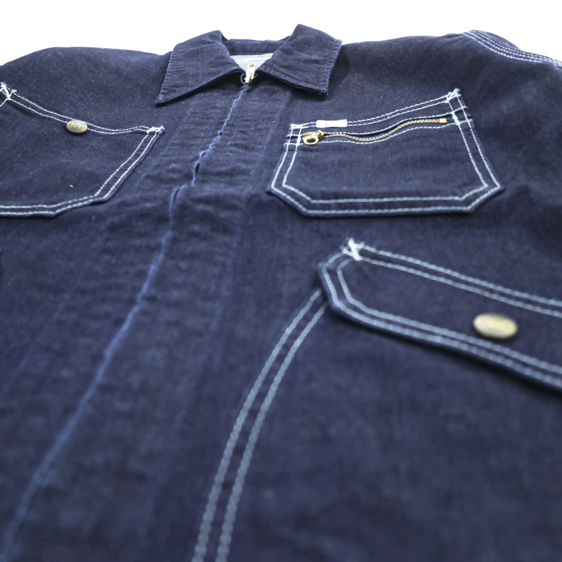 Lee Dark Indigo Denim Zip-Up Work Jacket Four Pocket