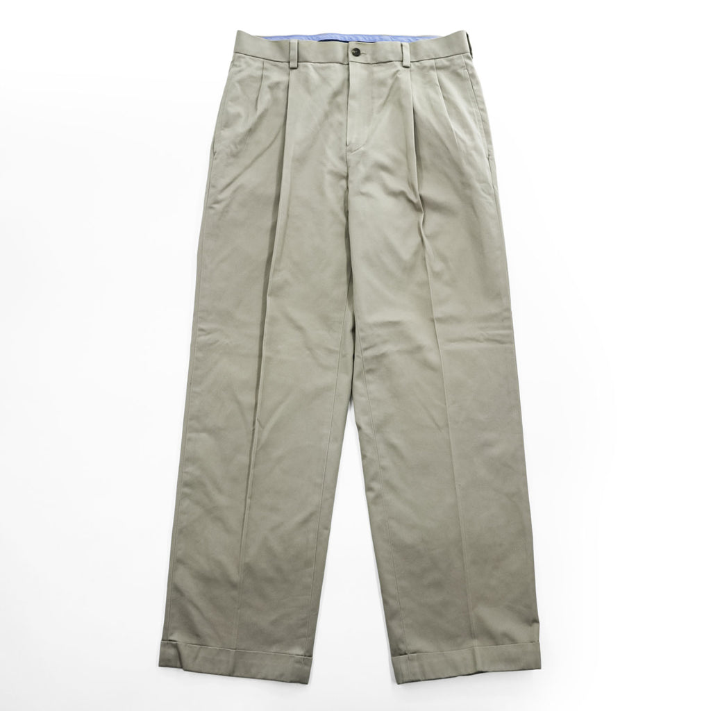 Brooks Brothers チノパンツ ADVANTAGE CHINO ELLIOT L ベージュ 2タック プリーツ ダブルカフス LIGHT WEIGHT