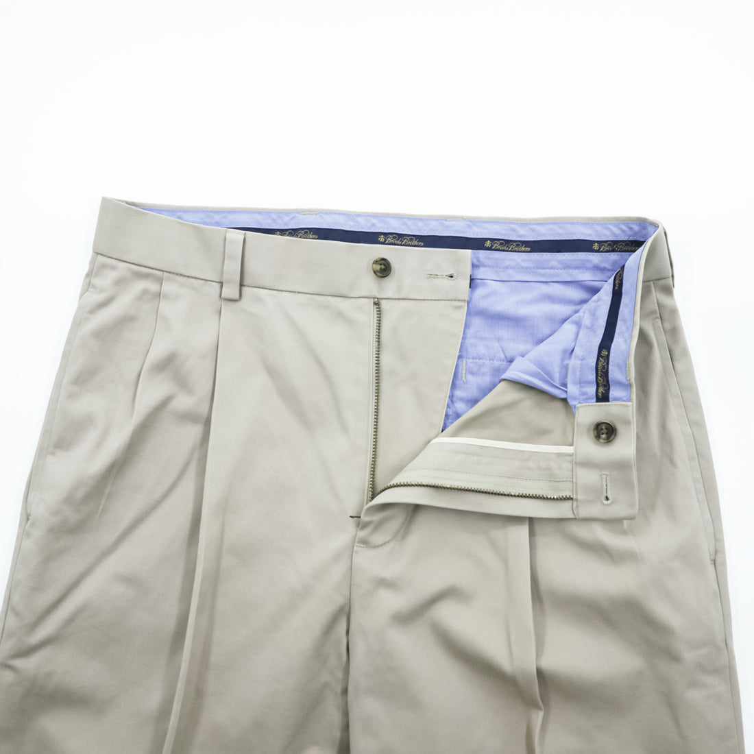 Brooks Brothers チノパンツ ADVANTAGE CHINO ELLIOT L ベージュ 2タック プリーツ ダブルカフス LIGHT WEIGHT