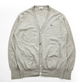 LACOSTE 100% Wool Crocodile Logo V-Neck Cardigan Beige Size 5 AH964E