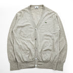 LACOSTE 100% Wool Crocodile Logo V-Neck Cardigan Beige Size 5 AH964E