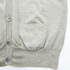 LACOSTE 100% Wool Crocodile Logo V-Neck Cardigan Beige Size 5 AH964E