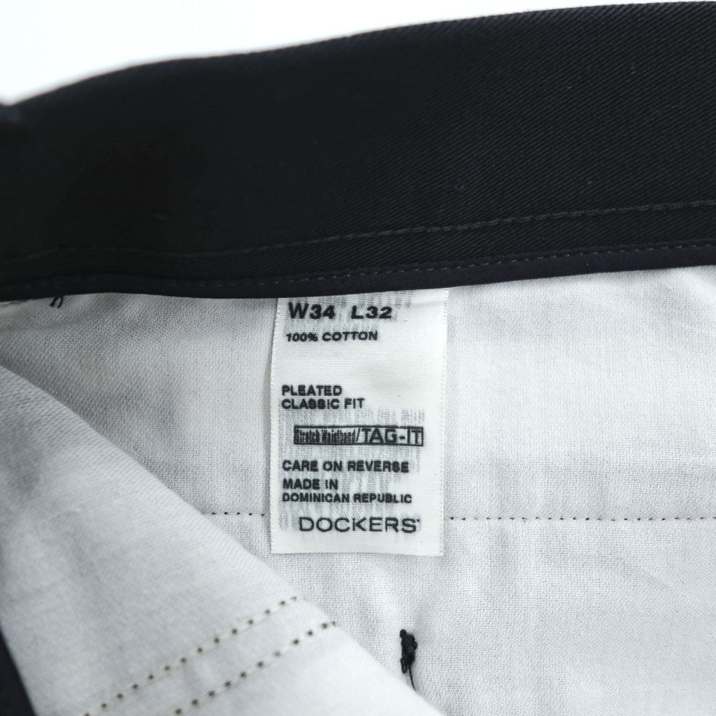 DOCKERS ( Levi's ) 00年代 ヴィンテージ チノパンツ L ブラック 2タック プリーツ PLEATED CLASSIC FIT