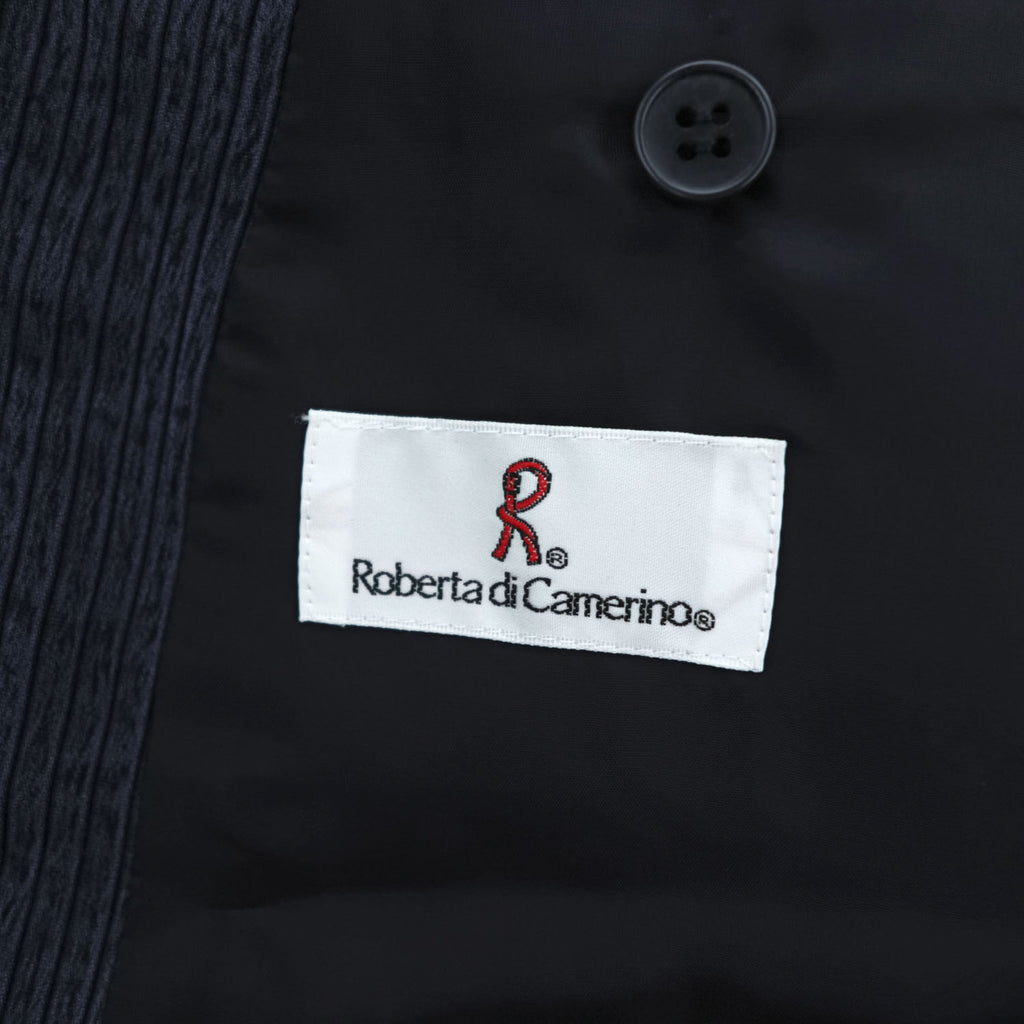 Roberta di Camerino 日本製 80年代 ヴィンテージ 太畝 コーデュロイ ダブルブレスト セットアップ スーツ L ネイビー