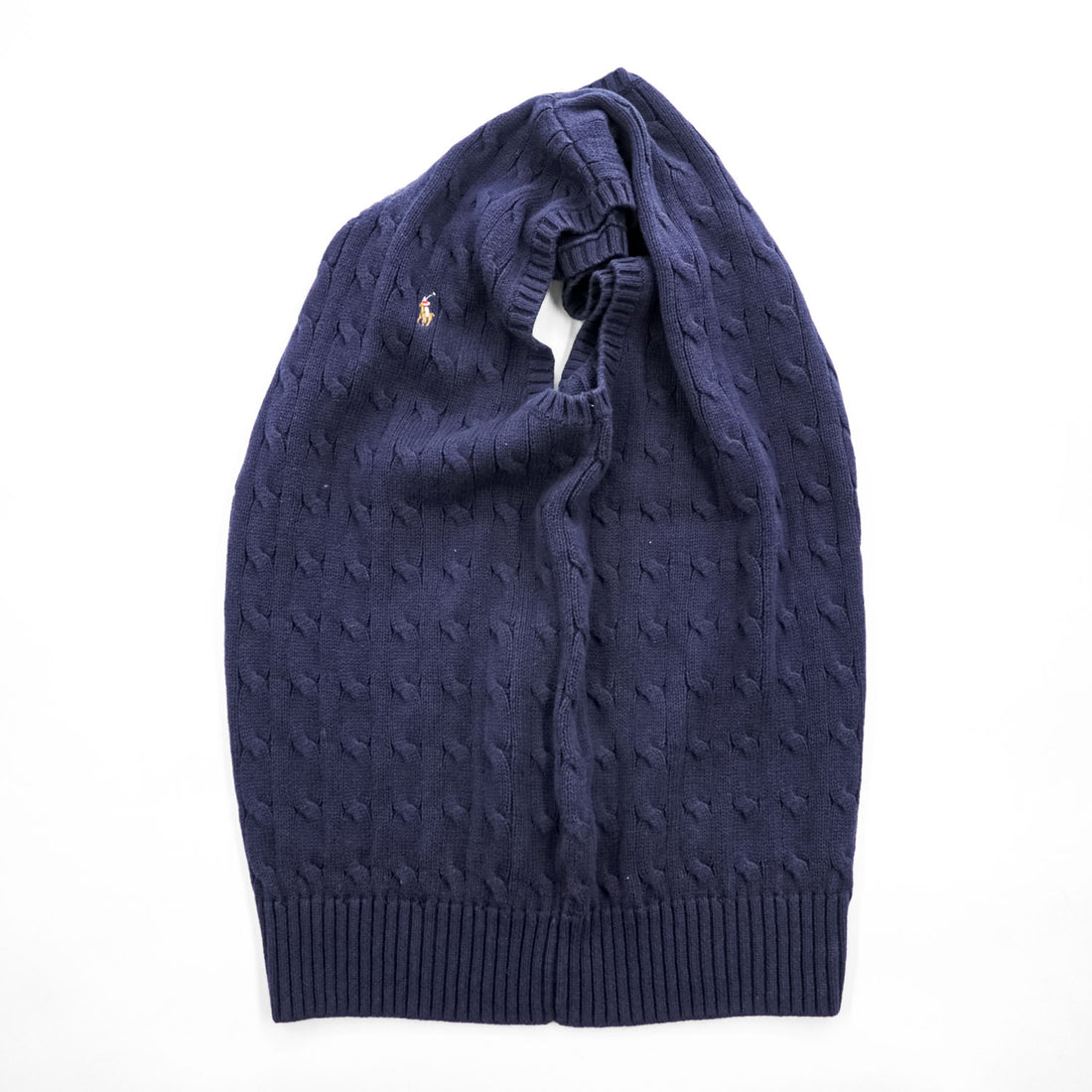 Polo Ralph Lauren 90年代 ヴィンテージ ケーブル編み Vネック ニットベスト L ネイビー スモールポニー ロゴ 刺繍