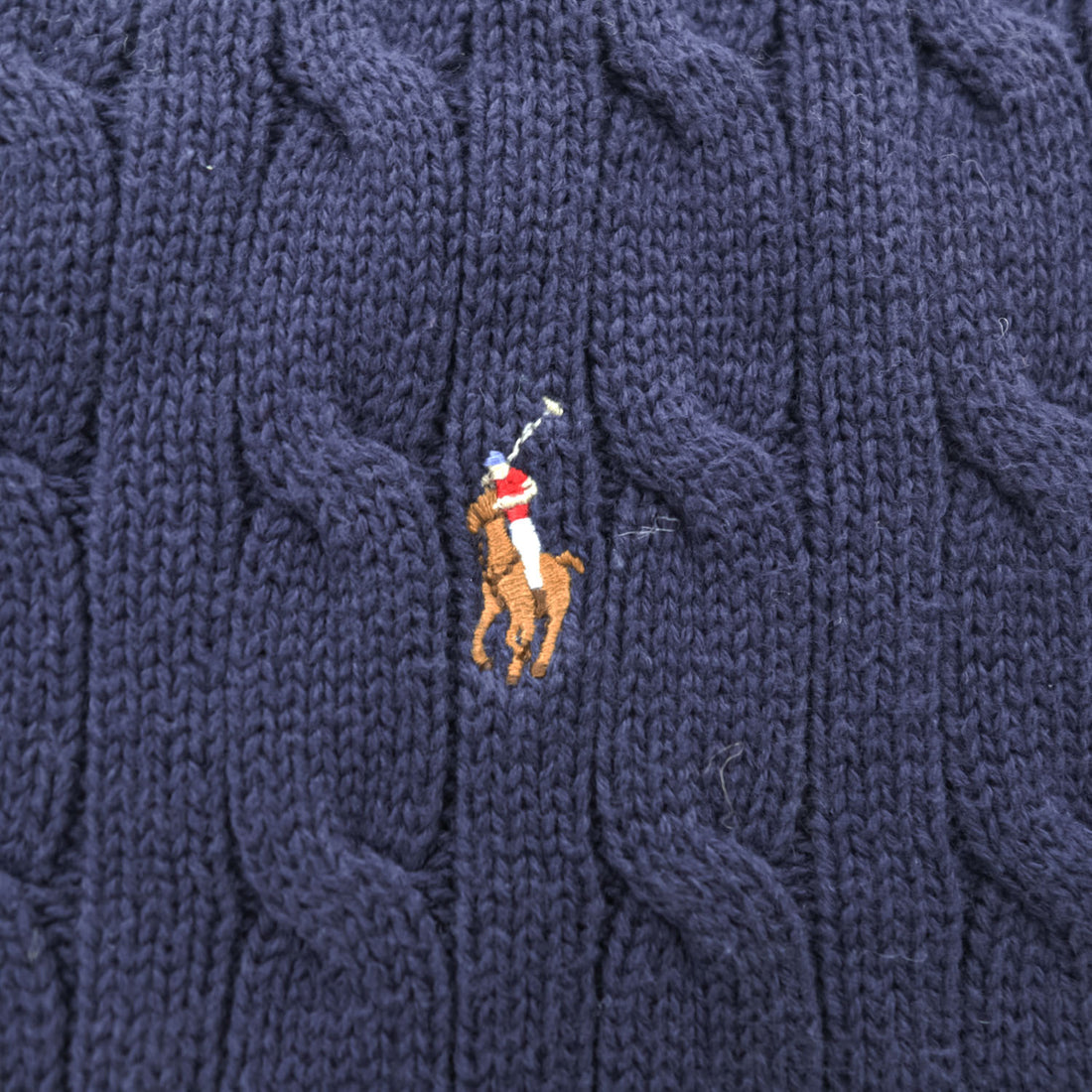 Polo Ralph Lauren 90年代 ヴィンテージ ケーブル編み Vネック ニットベスト L ネイビー スモールポニー ロゴ 刺繍