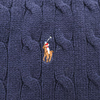 Polo Ralph Lauren 90年代 ヴィンテージ ケーブル編み Vネック ニットベスト L ネイビー スモールポニー ロゴ 刺繍
