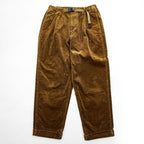 GRAMICCI コーデュロイ タック テーパード イージーパンツ CORDUROY TUCK TAPERED PANTS M ブラウン ストレッチ ベルト付 プリーツ ダブルカフス GMP-20F021