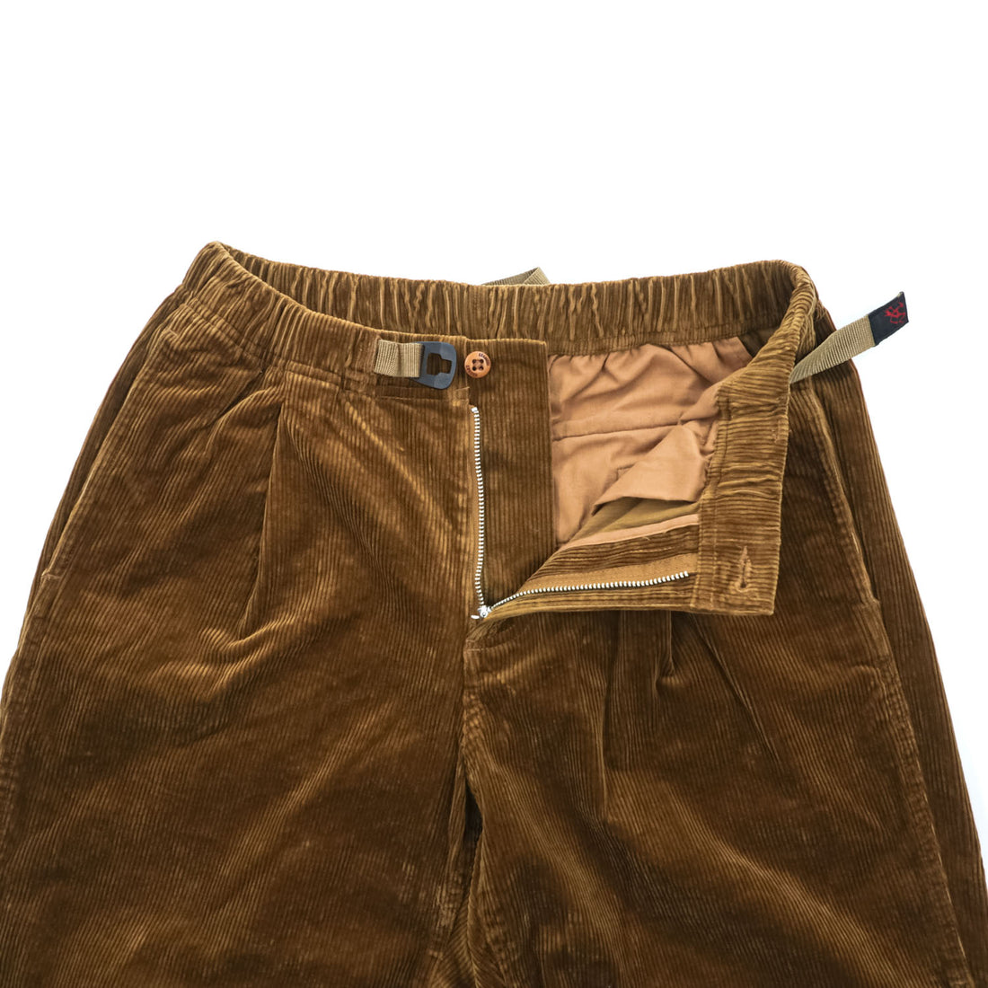 GRAMICCI コーデュロイ タック テーパード イージーパンツ CORDUROY TUCK TAPERED PANTS M ブラウン ストレッチ ベルト付 プリーツ ダブルカフス GMP-20F021
