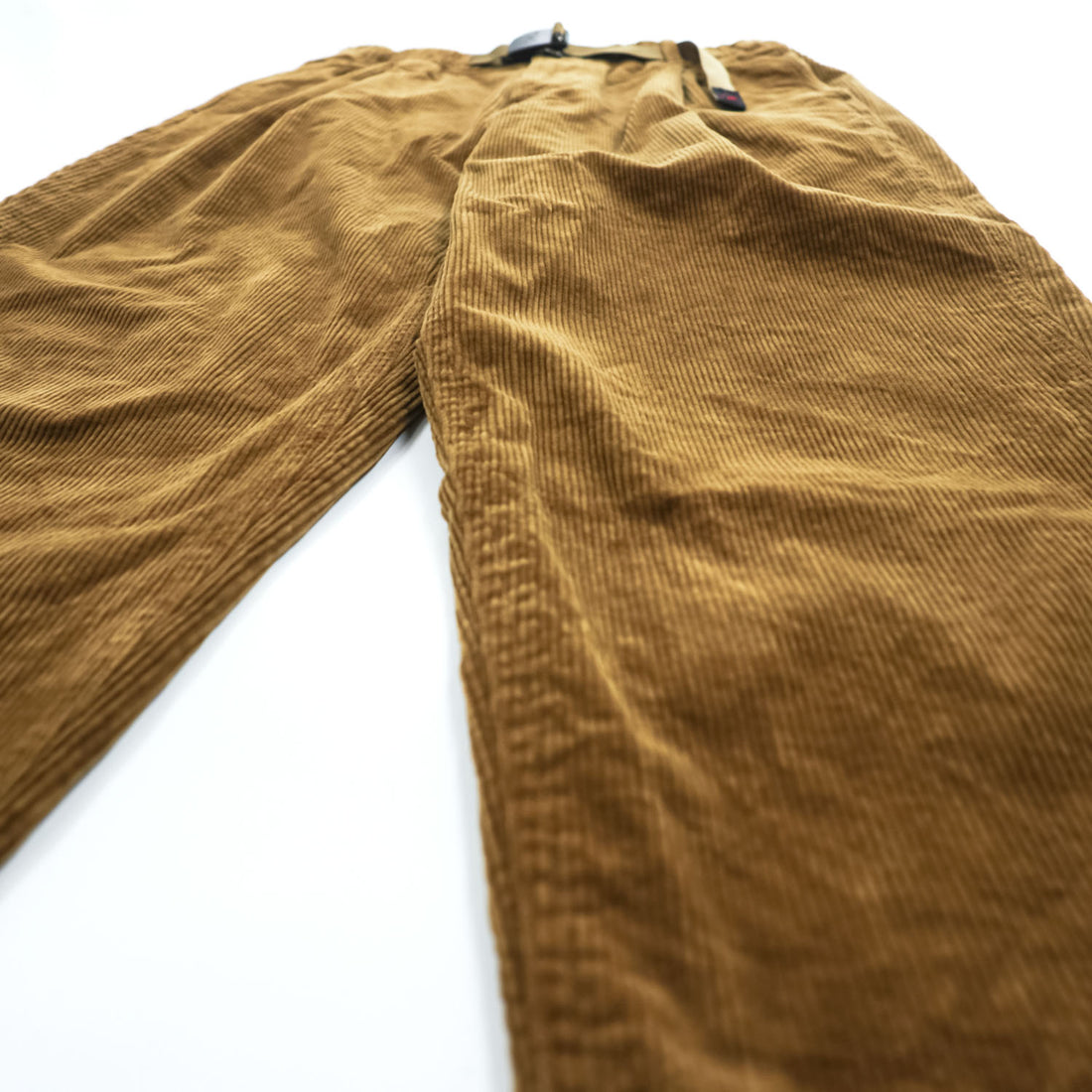GRAMICCI コーデュロイ タック テーパード イージーパンツ CORDUROY TUCK TAPERED PANTS M ブラウン ストレッチ ベルト付 プリーツ ダブルカフス GMP-20F021