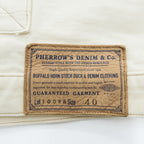 PHERROW'S FRONTIER SERIES トリプルプリーツ デニムジャケット Gジャン L ホワイト 生成り シンチバック タック Lot 100WB DENIM WORK JACKET