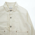 PHERROW'S FRONTIER SERIES トリプルプリーツ デニムジャケット Gジャン L ホワイト 生成り シンチバック タック Lot 100WB DENIM WORK JACKET
