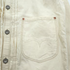PHERROW'S FRONTIER SERIES トリプルプリーツ デニムジャケット Gジャン L ホワイト 生成り シンチバック タック Lot 100WB DENIM WORK JACKET