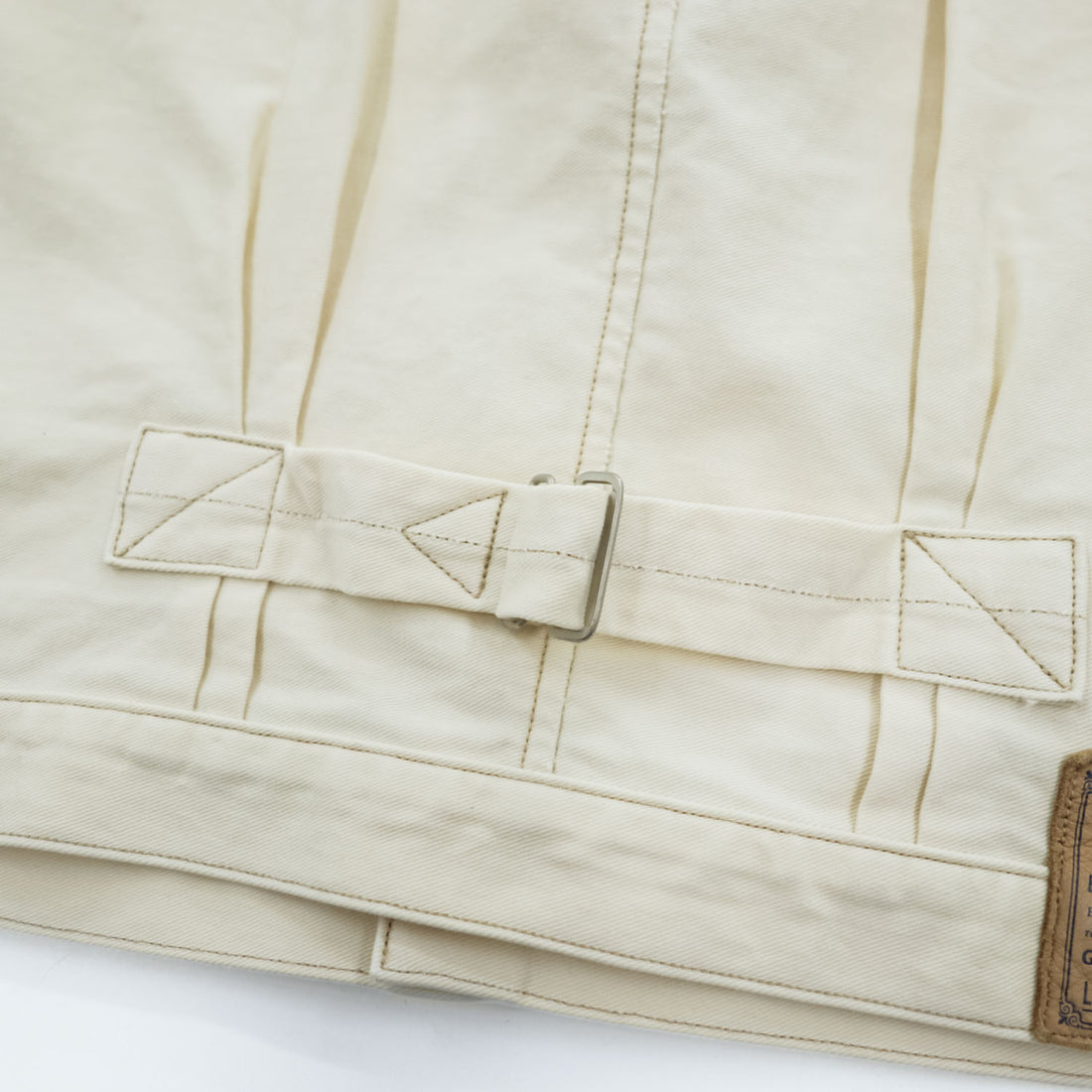 PHERROW'S FRONTIER SERIES トリプルプリーツ デニムジャケット Gジャン L ホワイト 生成り シンチバック タック Lot 100WB DENIM WORK JACKET
