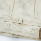 PHERROW'S FRONTIER SERIES トリプルプリーツ デニムジャケット Gジャン L ホワイト 生成り シンチバック タック Lot 100WB DENIM WORK JACKET
