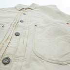 PHERROW'S FRONTIER SERIES トリプルプリーツ デニムジャケット Gジャン L ホワイト 生成り シンチバック タック Lot 100WB DENIM WORK JACKET