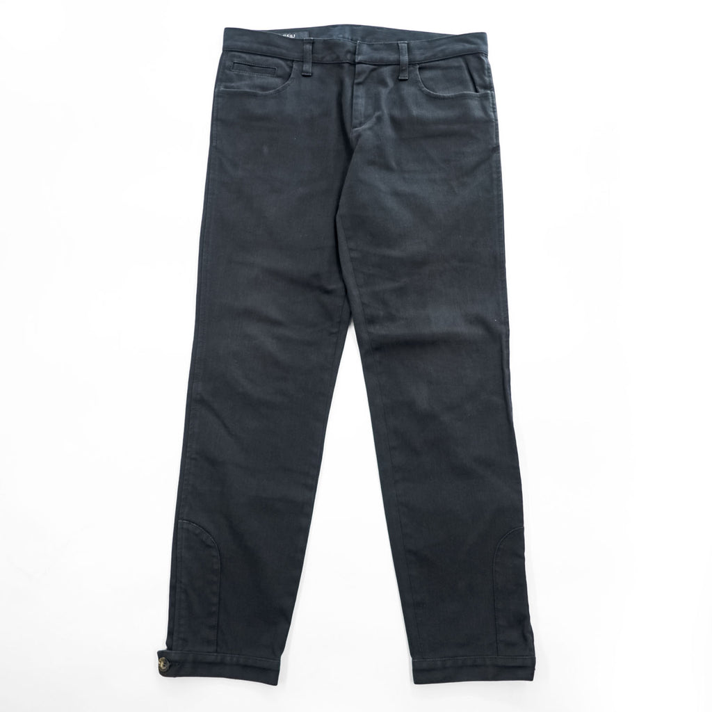 GUCCI イタリア製 コットンストレッチパンツ チノパンツ M ブラック 裾ボタンアジャスター RIDING 314405 XZ850